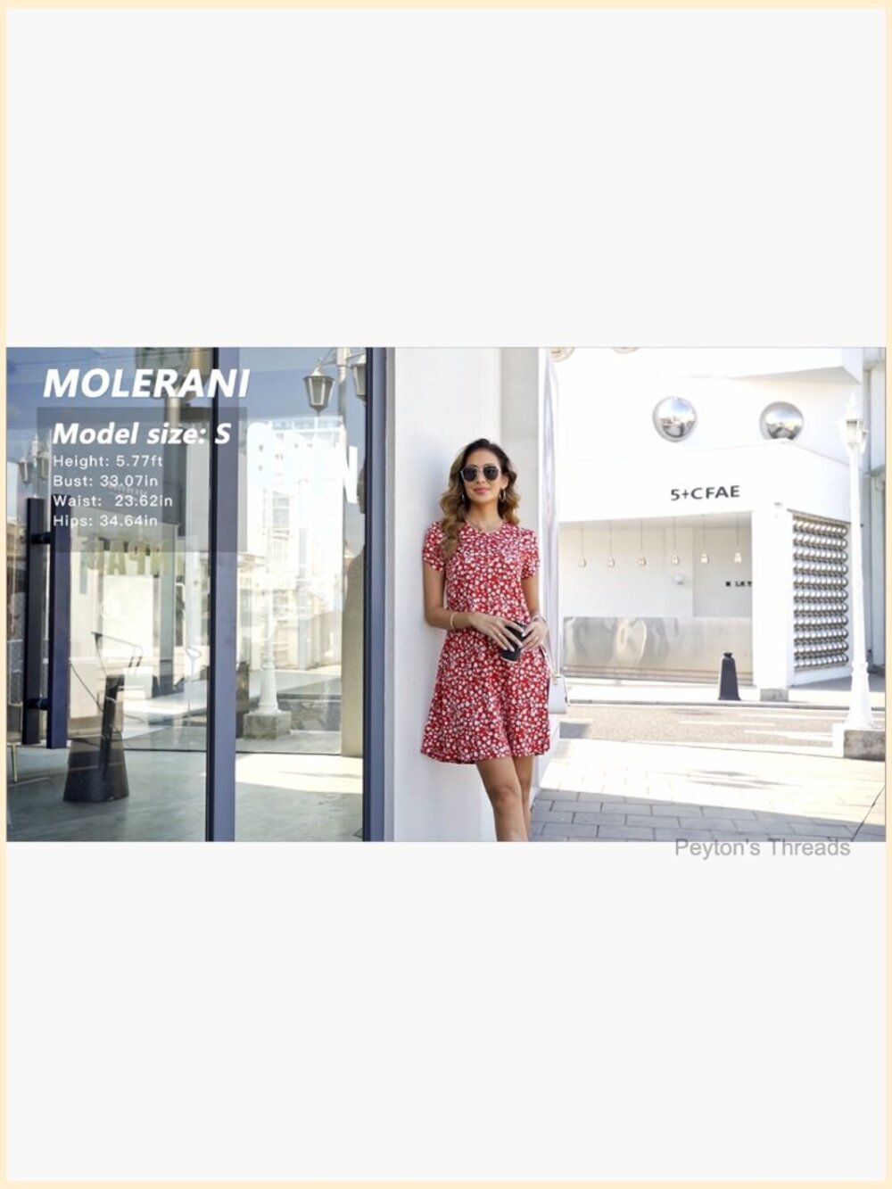 Casual T-Shirt Dress with Petal Sleeves and Pockets - Picture 5 of 5